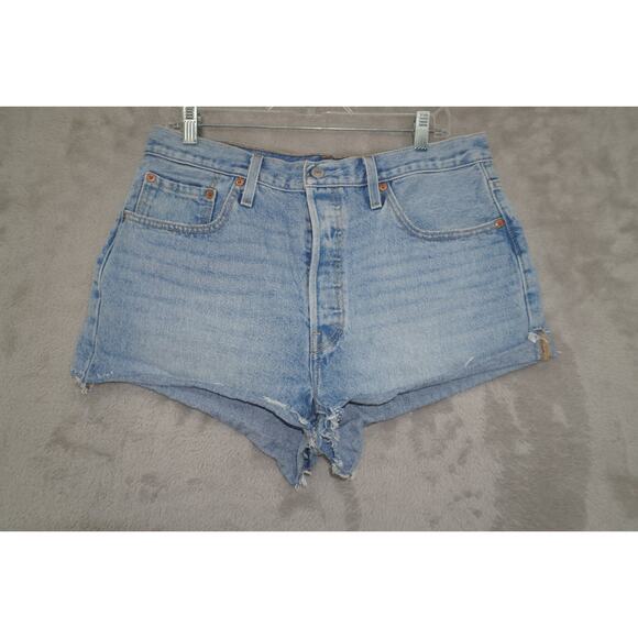 Levi’s 501 High Rise Cutoff Shorts W32 Light Wash Denim Raw Hem Distressed VTG - Picture 2 of 6